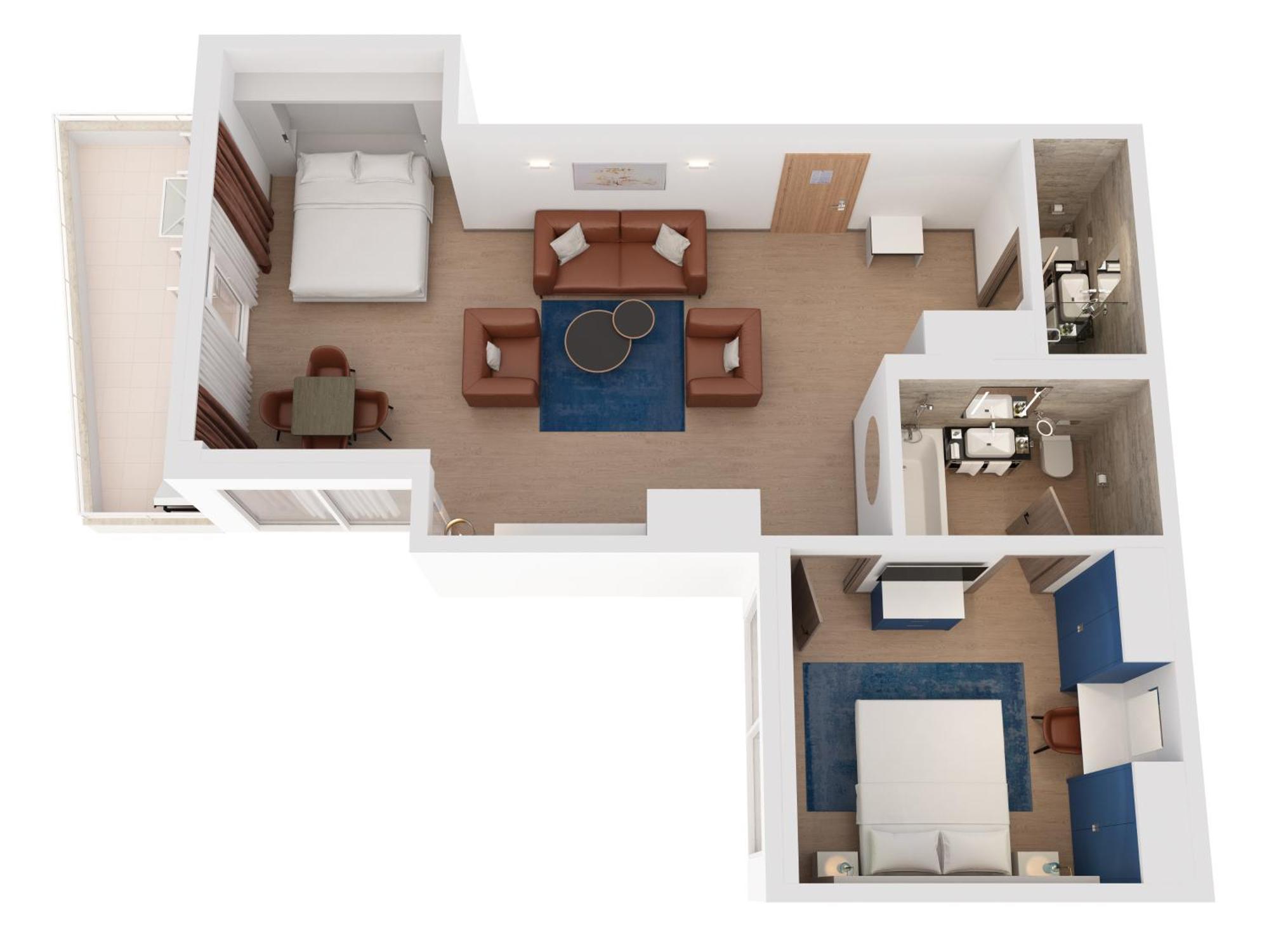 Hilton Rijeka Costabella Beach Resort And Spa Luaran gambar A 3D floorplan of a typical hotel room
