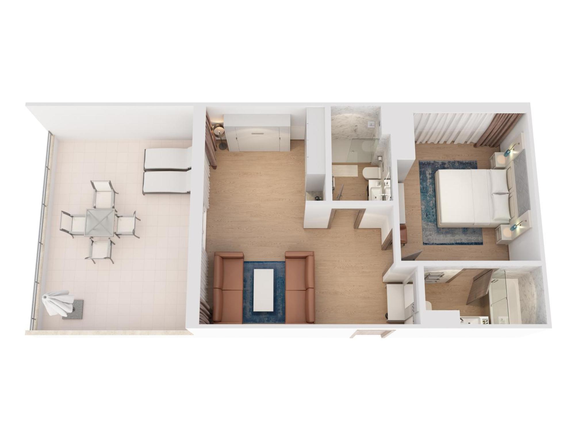 Hilton Rijeka Costabella Beach Resort And Spa Bilik gambar 3D floor plan of a hotel room