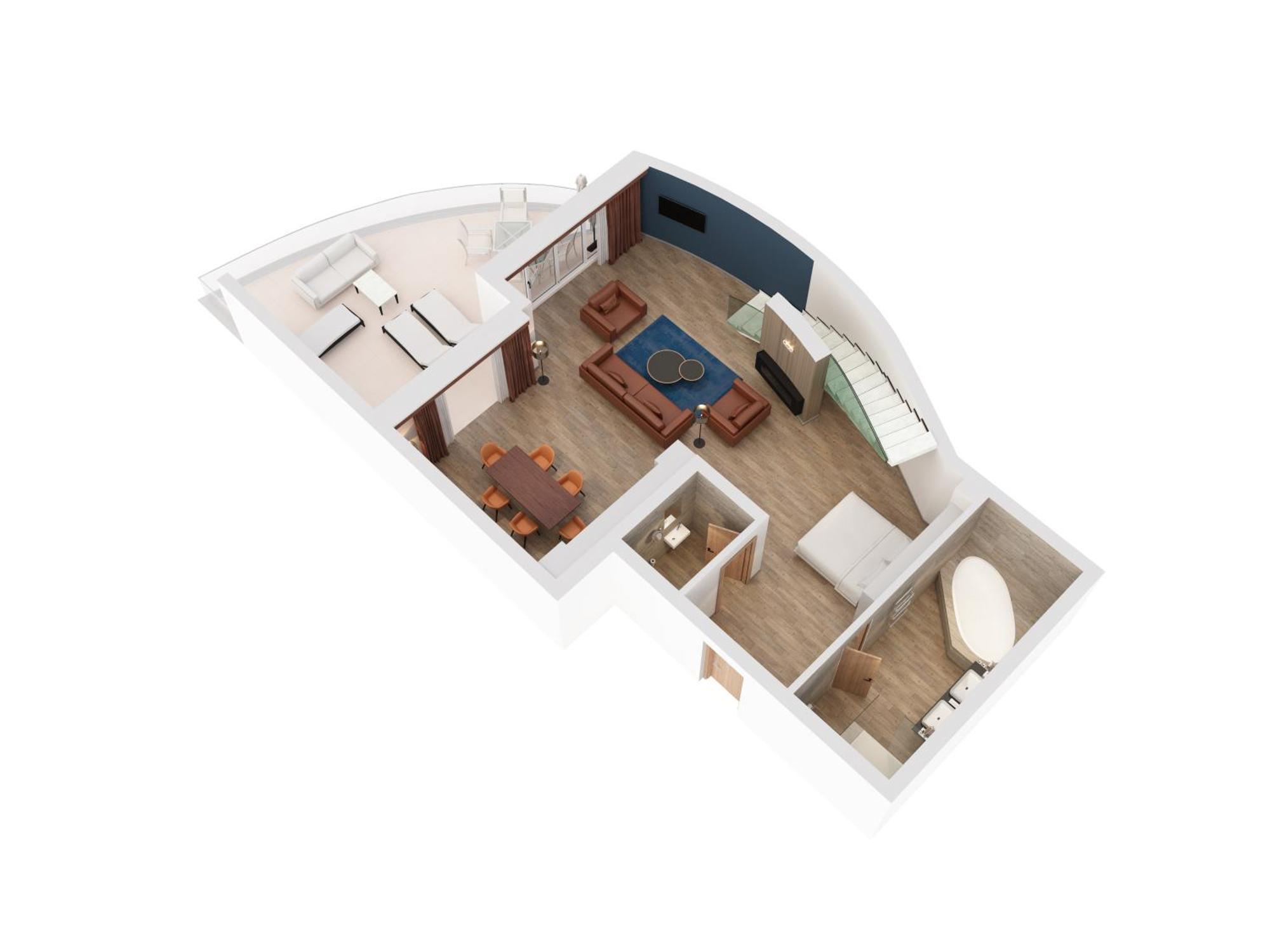 Hilton Rijeka Costabella Beach Resort And Spa Bilik gambar 3D floor plan
