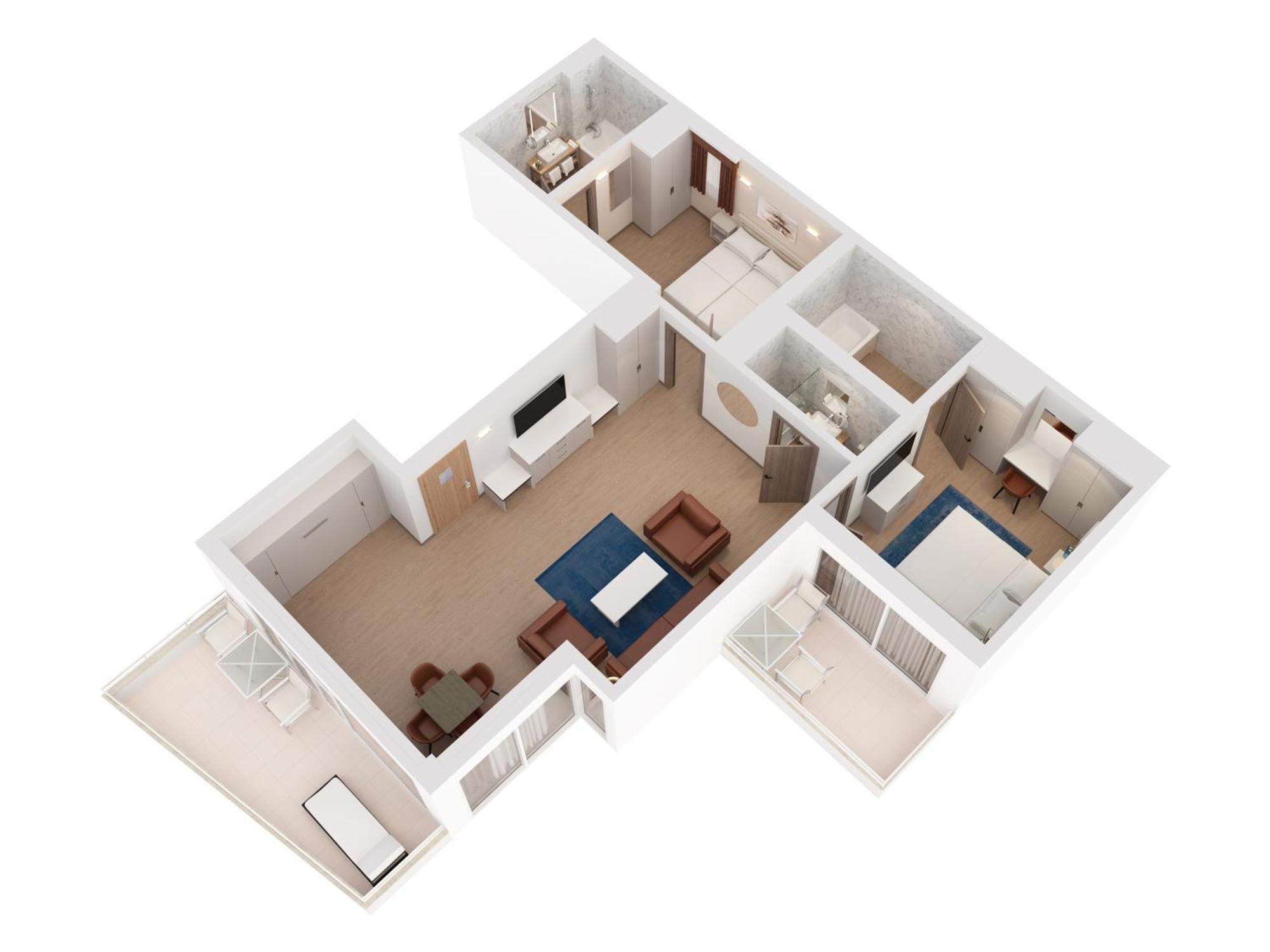 Hilton Rijeka Costabella Beach Resort And Spa Bilik gambar 3D floor plan of a typical apartment