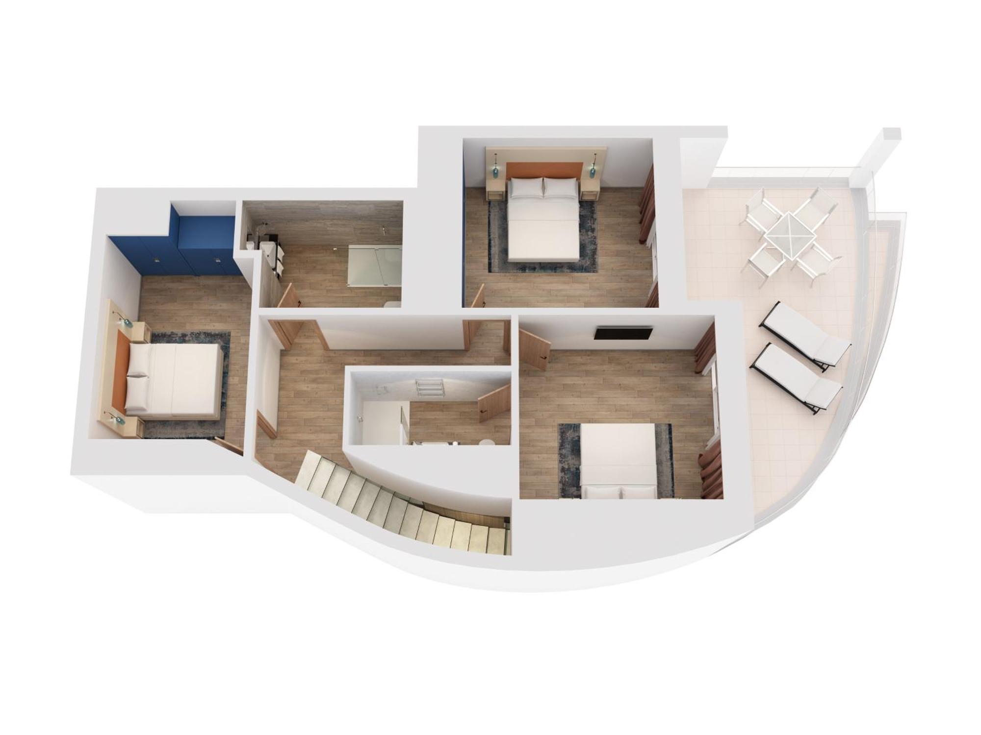 Hilton Rijeka Costabella Beach Resort And Spa Bilik gambar 3D floor plan